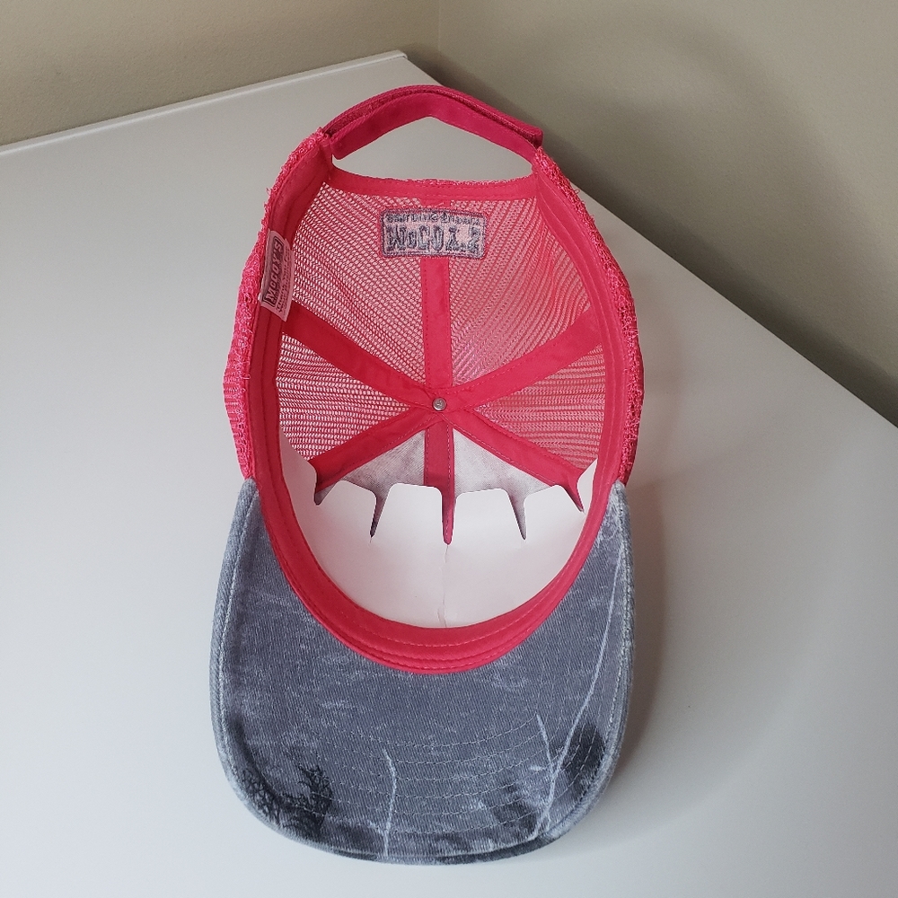 Pink Mesh Baseball Cap Embroidered - Picture 6 of 10